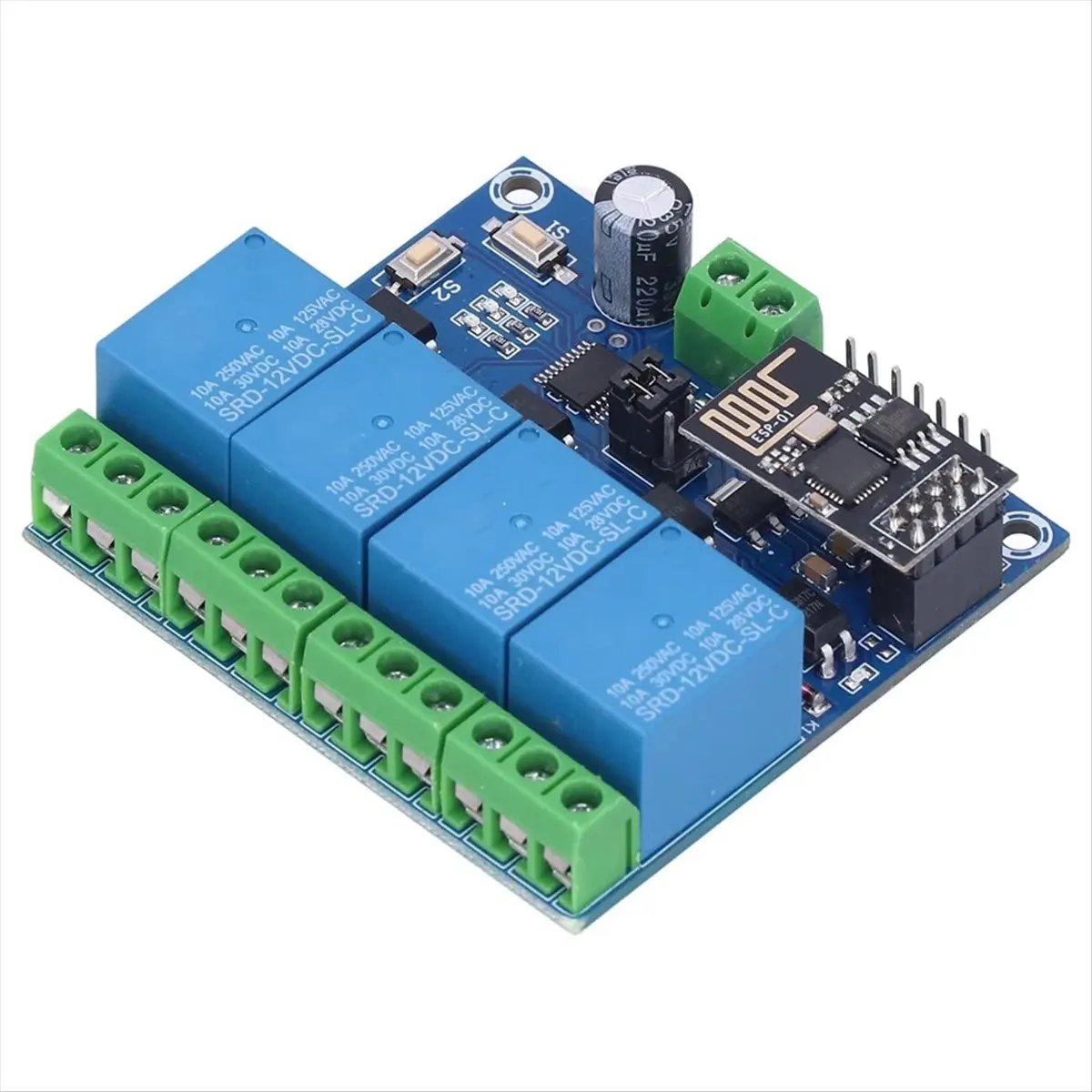 (AIMA) 4 Channel WiFi Wireless Relay Module Smart Home Phone APP Remote Switch Module ESP8266 (12V)