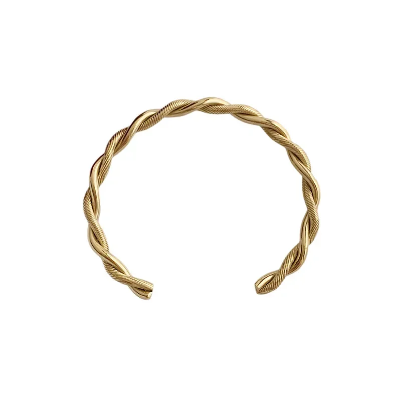 2024Trendy Charm Cuff Twist Bracelets Opening Bangles for Women Gold Color 316L Stainless Steel Wire Thin Simple Bangles Jewelry