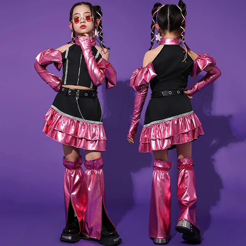 

2024 Jazz Dance Costume Girls Fashion Kpop Outfits Rose Pink Stage Performance Clothes Catwalk Concert Hip Hop Clothing BL12942