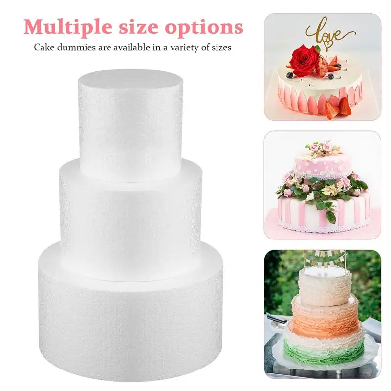 3 Pcs Foam Cake Model Cakes Painting Tool Foams Decor Round Rounds Decorating Models Base Tier Fake Bakery