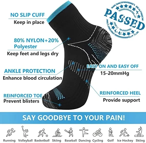 Foot Compression Socks For Men Women Plantar Fasciitis Heel Spurs Pain Venous Running Sports Socks Casual Cotton Ankle Sock Gift