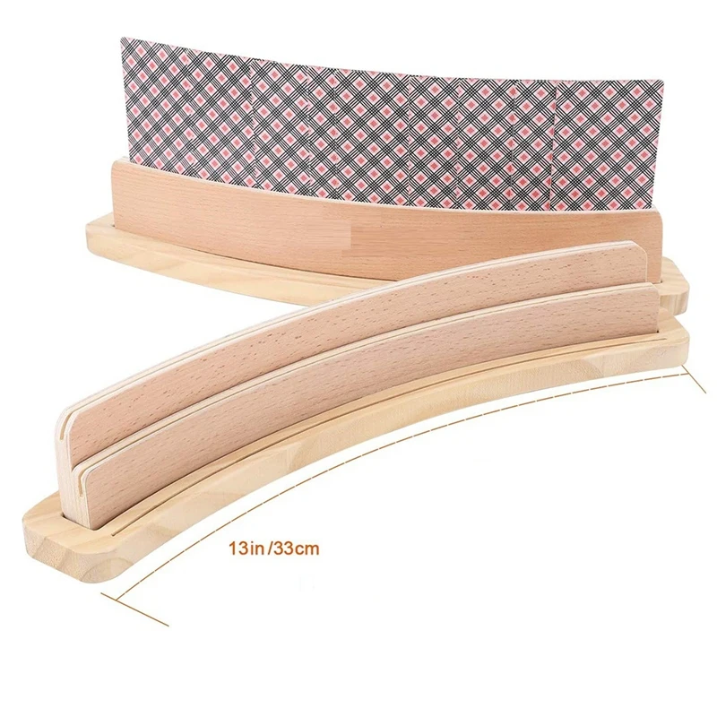 2Set Curved Wooden Playing Cards Holder Tray Rack Organizer Solid Card Holder For Bridge Canasta Strategy Card Playing
