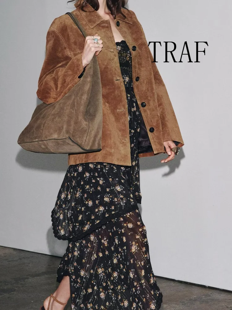 

TRAF European and American style new women's fashion trend simple and versatile thickened buttoned suit jacket