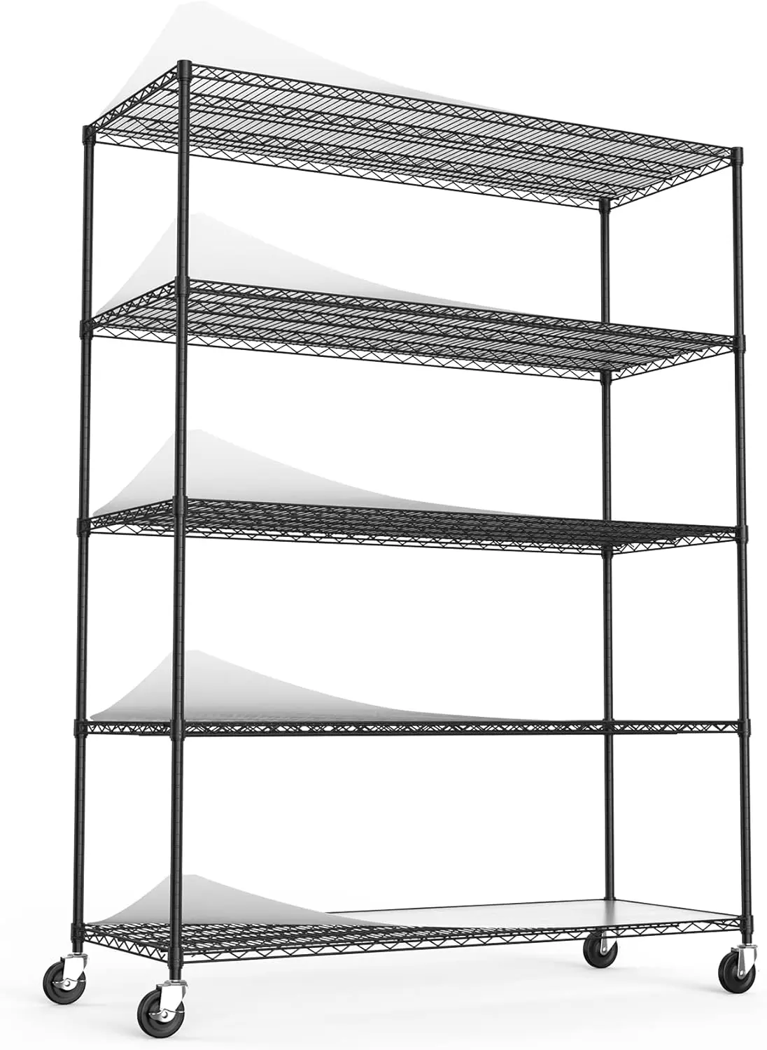 5 Tier 7500lbs Capacity NSF Metal Shelf Wire Shelving Unit, Heavy Duty Adjustable Storage Rack with Wheels & Shelf Liners for