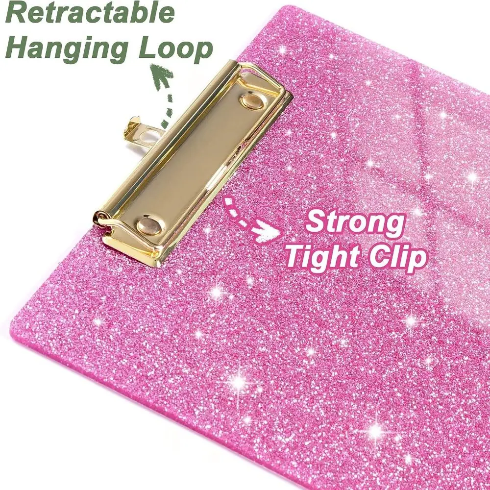 Imagem -02 - Glitter Escrita Prancheta com Low Profile Gold Clip Organizador de Papel Escrita Tablet Flash Memo Pasta do Menu Sparkly