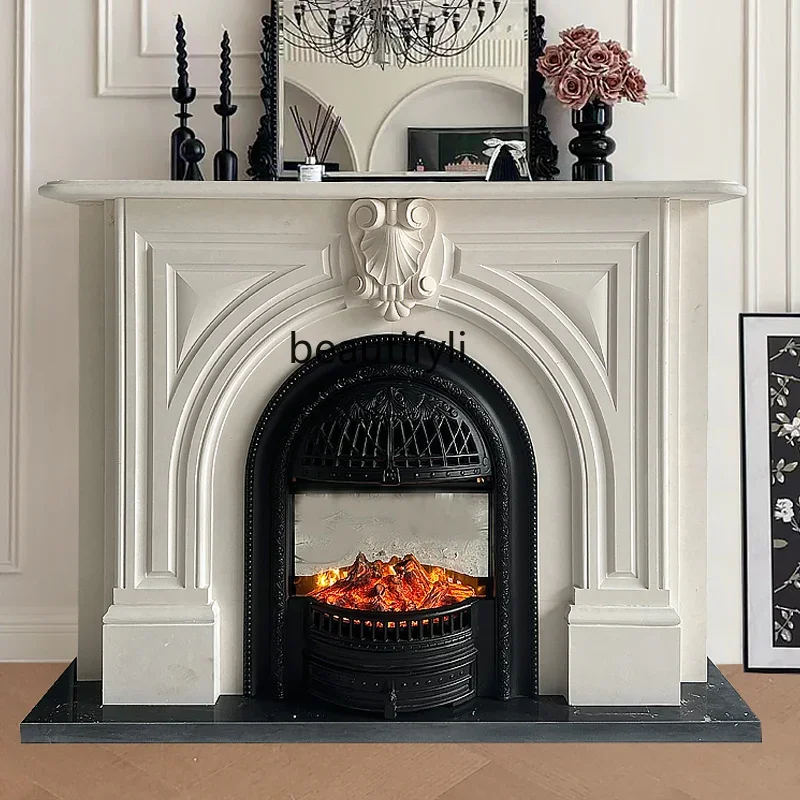 

A48 Marble Fireplace Vintage French Living Room Fireplace Stone Carving Fireplace Decoration