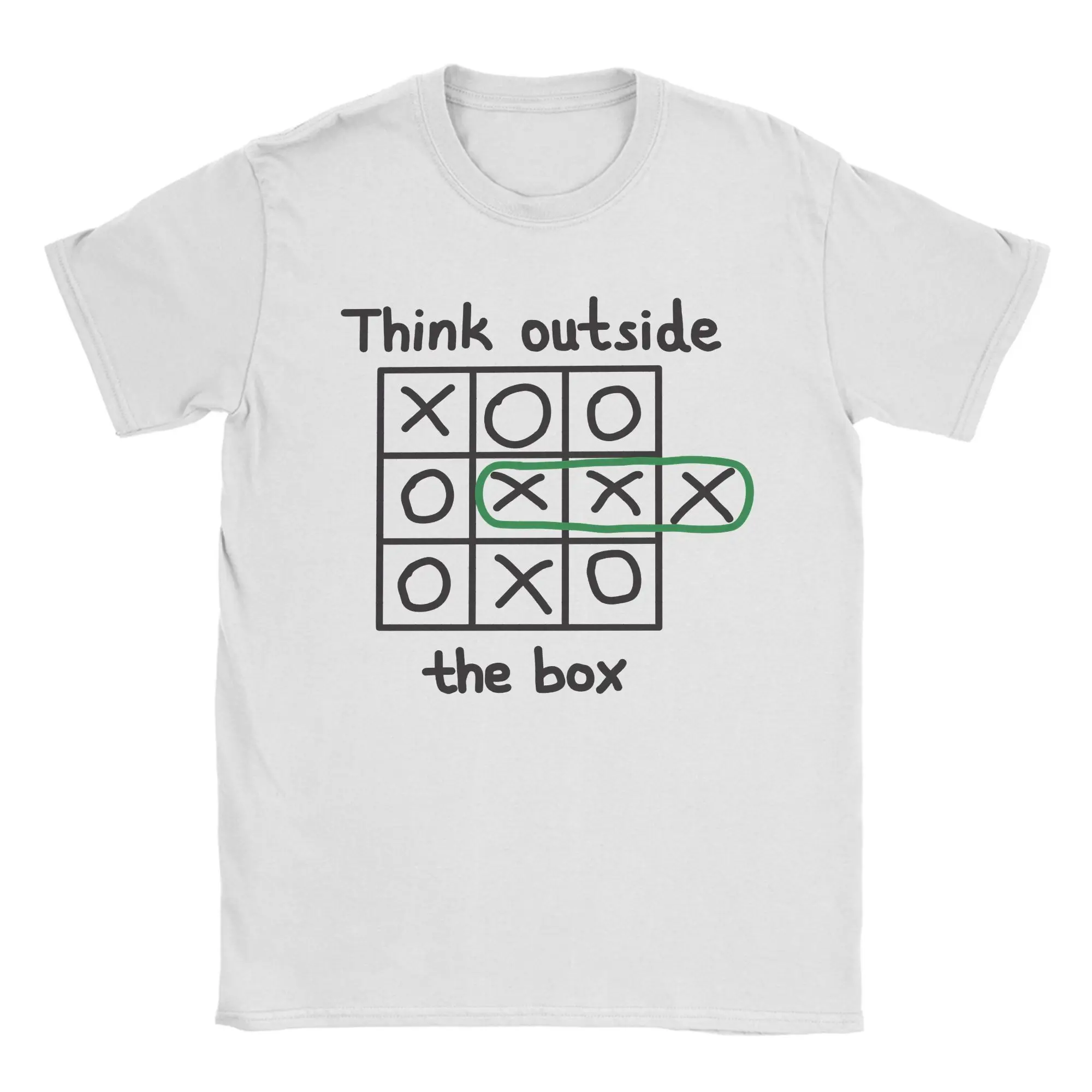 Men's T-Shirt Think Outside The Box Tic Tac Toe  () Novelty Cotton Tee Shirt Short Sleeve  T Shirt Crewneck Clothing Graphic