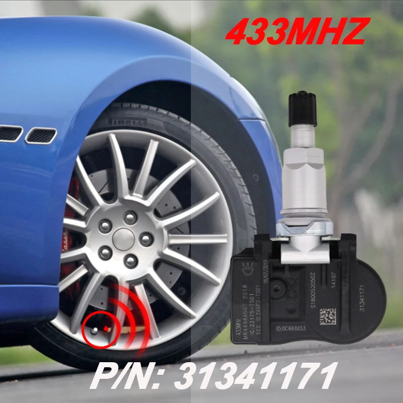 

4PCS 31341171 433MHZ TPMS Tire Pressure Sensor For Volvo S60 V60 2014-2017 XC60 2014-2016