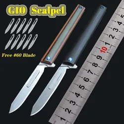 G10 Folding Utility Knife No. 60 Carbon Steel Blade Fast Open Scalpel EDC Outdoor Unpacking Pocket Key Knife Self Defense Weapon