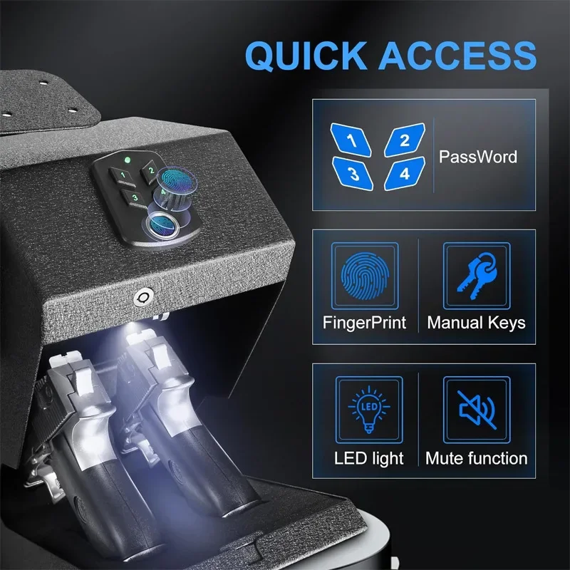 Biometric Gun Safe Box, Innovative Design for Private Firearms Security Wall Mounted, Home/Office Use Secure Storage Solution