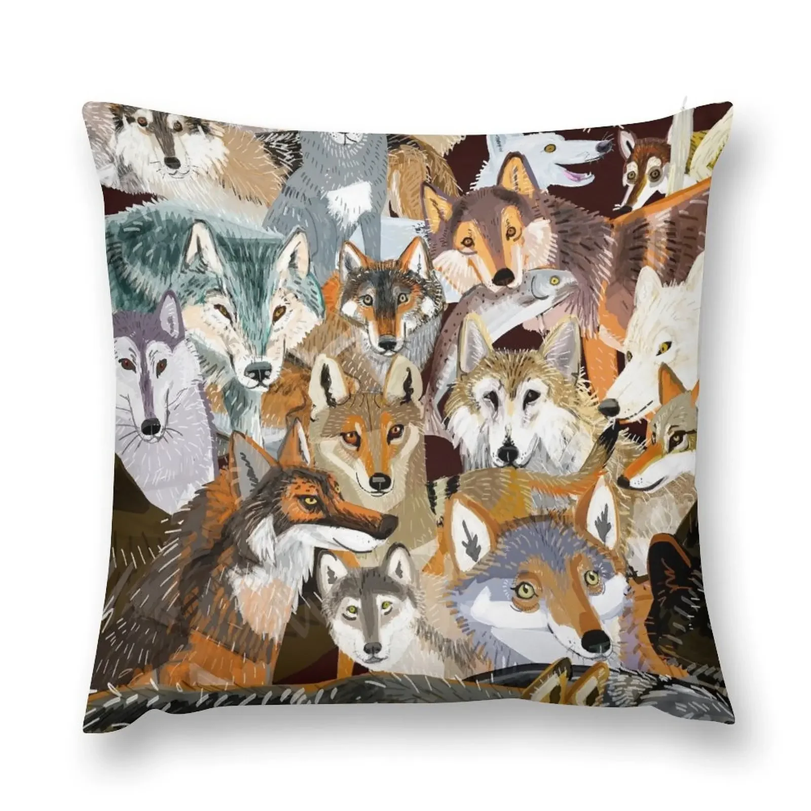 Wolves oclock Time to Wolf card Throw Pillow Elastic Cover For Sofa Decorative pillow case pillows decor home Pillow Case