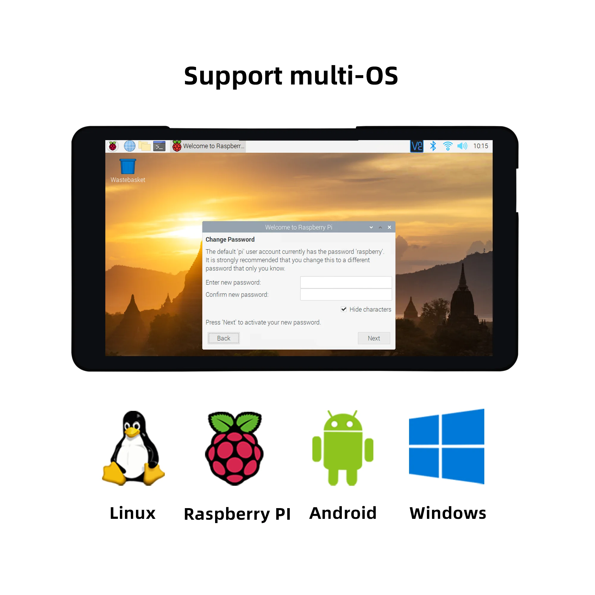Imagem -03 - Mini Monitor Portátil Ips Tela Sensível ao Toque Raspberry pi 4b 3b Zero 3b Mais 3a Plus Android Linux Win 5.5 Fhd 1920x1080