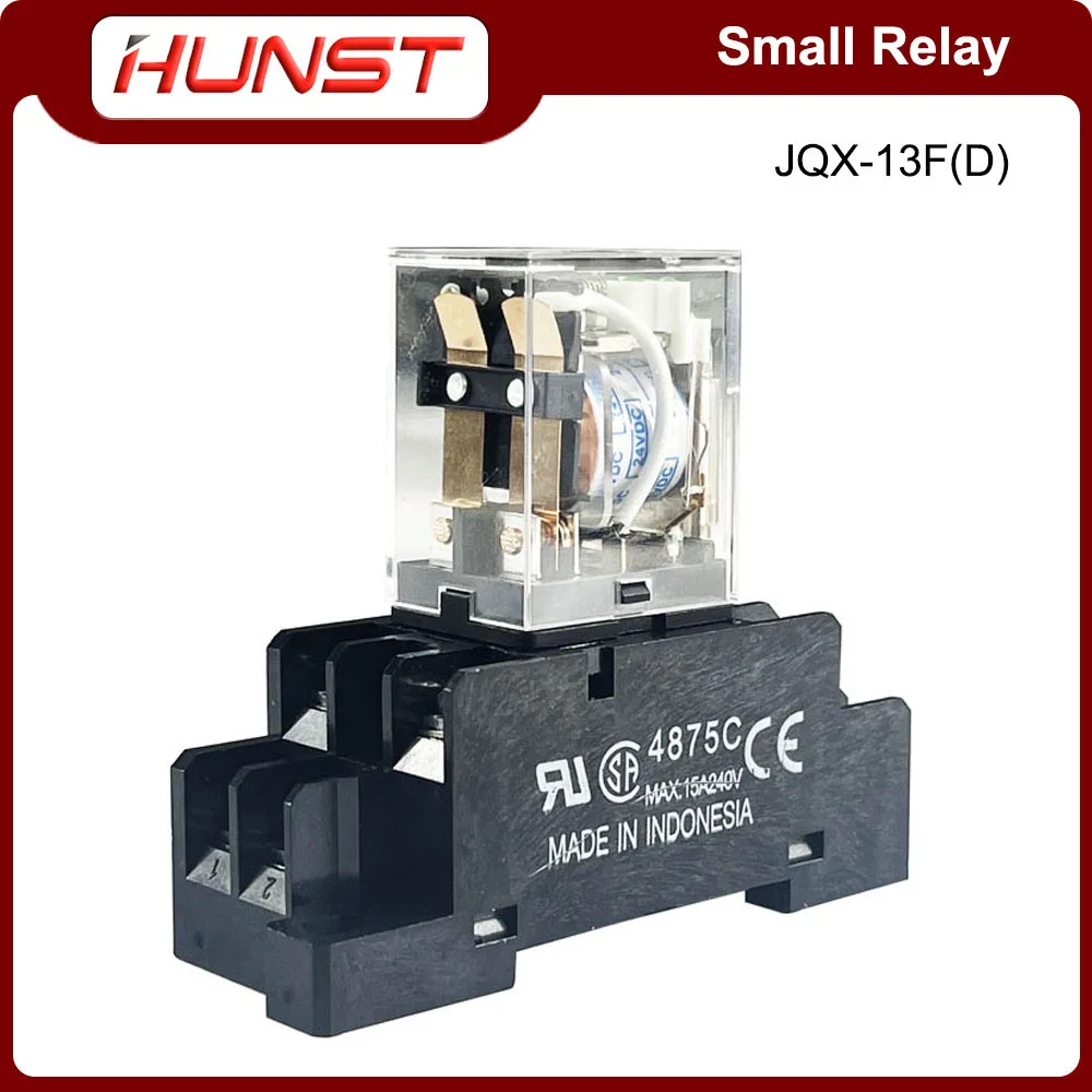 HUNST Set JQX-13FD Relay kecil 250VAC 8 kaki 10A kontak paduan perak dengan LED dasar soket