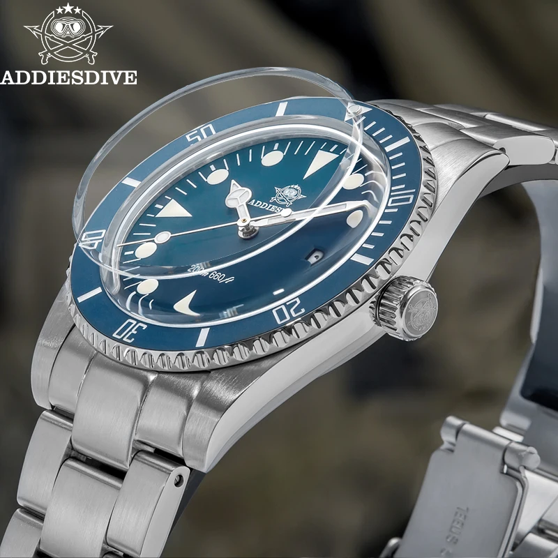 ADDIESDIVE Taucheruhr Herren 200 m wasserdicht BGW9 Super leuchtende Keramiklünette 316L Edelstahl Neue AD2068 Quarzuhren ﻿