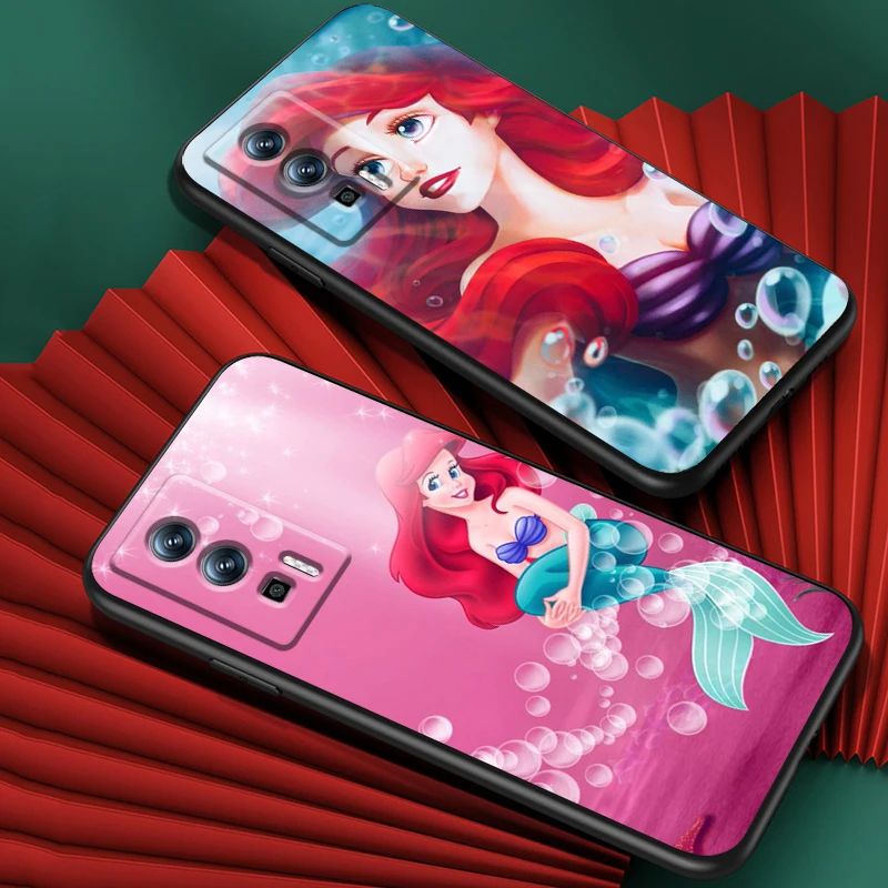 M-Mermaid Disney Cartoon For Xiaomi Redmi 9A 9C 9AT 10C 9 9T 10 12C 13C 8 12 K60 A1 K50 K40 5G Black Funda Phone Case