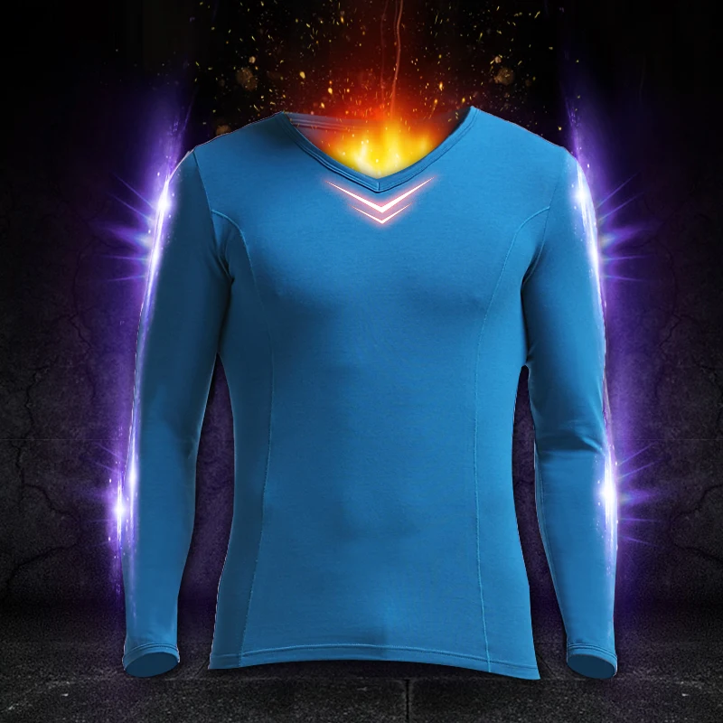 

Arctic velvet autumn coat men's warm basic underwear thin V-neck seamless cotton sweater base antibacterial men's underwear