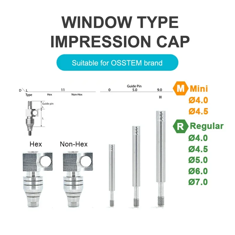 10pcs Dental Open Transfer Impression Coping Fixture Pick Up Healing Accessories Mini / Regualr Type Open Tray For Osstem