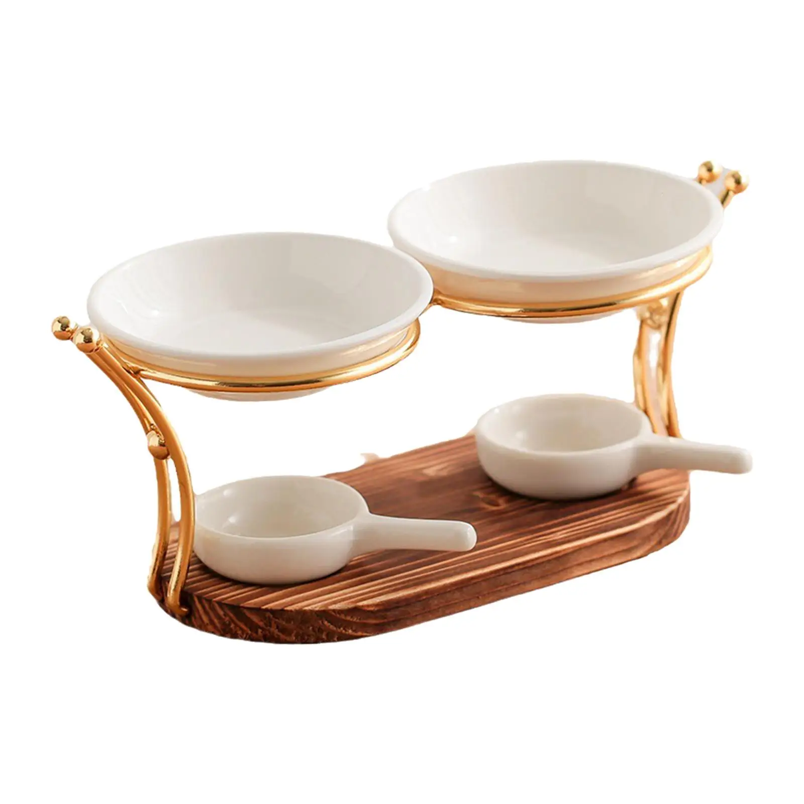 Ceramic Tealight Candlestick Holder Wood Base Oil Burner Diffuser Warmer for Bedroom Spa Meditation Farmhouse