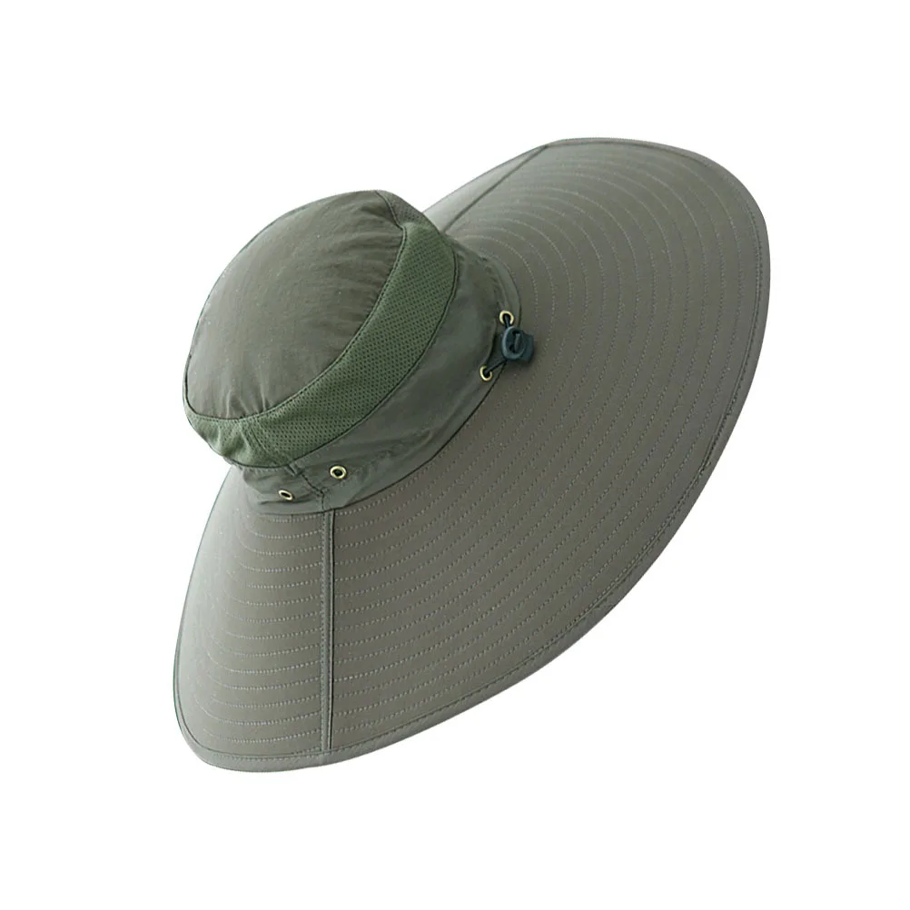 

Men Outdoor Sun Protection Breathable Lightweight Fishing Cap Adjustable Chin Cord Uv Protection Wide Brim Hat For Men Fishing