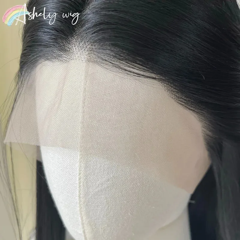 Peruca preta 26 polegadas 13x4 peruca dianteira do laço para mulheres lolita perucas sintéticas cabelo preto para uso diário cosplay festa fibra resistente ao calor