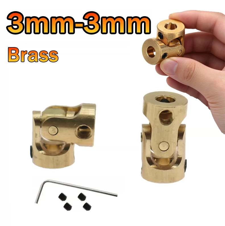 2pcs Brass Small Universal Joint 3mm-3mm Rc Boat Car Shaft Coupler Motor Connector Gimbal Couplings Cardan Joint