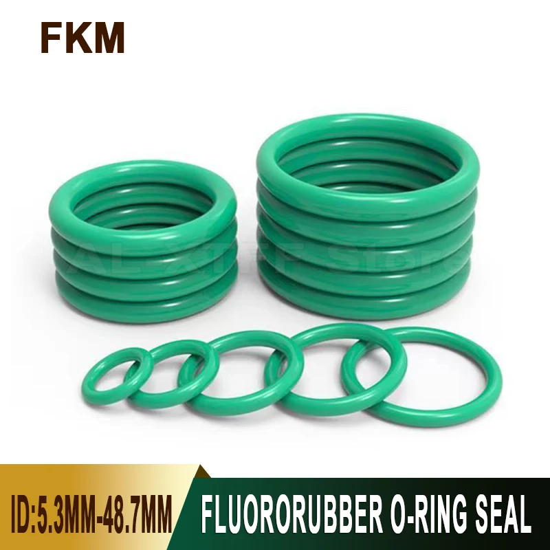

5-50Pcs FKM Green Fluororubber O-Ring Thickness CS 2.65mm Outer Diameter 5.3/6/7.1-48.7mm Acid Resistant O-Ring Sealing Gasket