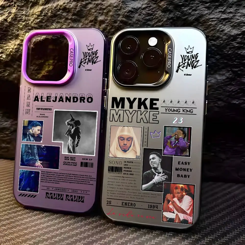 

M-Myke TowerS Singer Rap Phone Case For IPhone 16 15 14 13 12 11 Plus Pro Max Multicolor Aurora Laser Shockproof Funda Cover