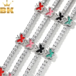 THE BLING KING 4mm Black Clover Heart Tennis Chain Necklace Iced Out Cubic Zirconia Bracelet Gift For Women Men Hiphop Jewelry