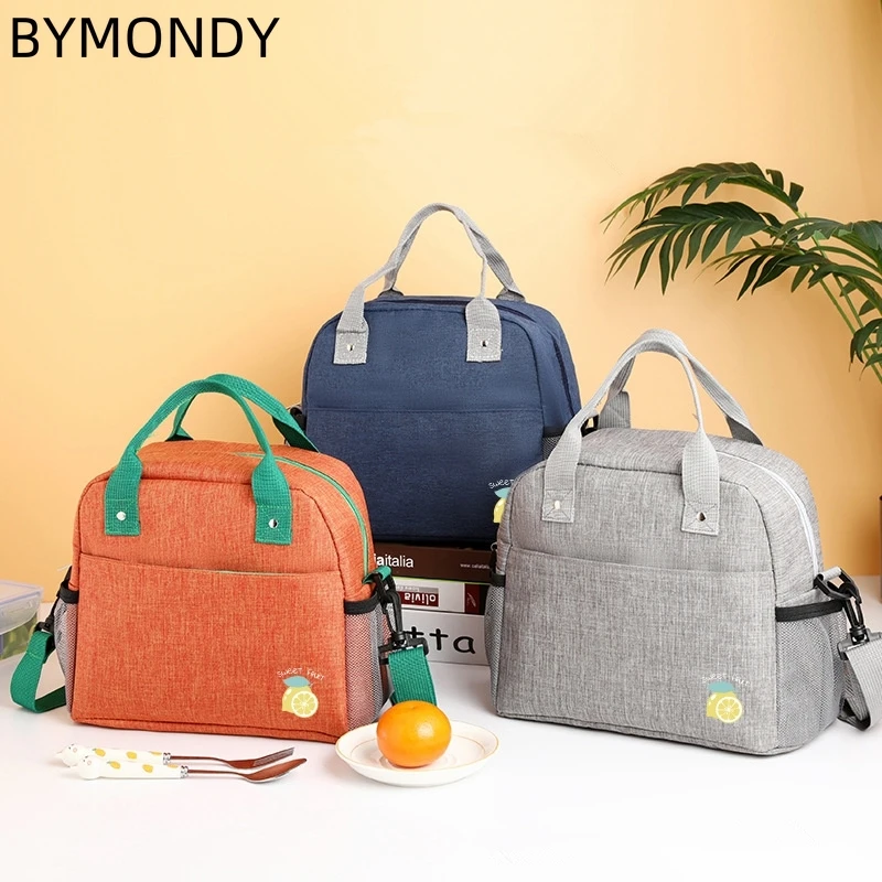 

BYMONDY Fashion Thermal Lunch Bags Outdoor Work Keep Warm Food Bento Tote Bag Container with Strap Reusable Insulated Lunch Box