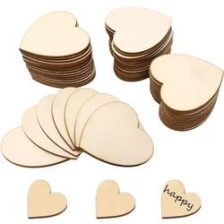 3-100Pcs Natural  Unfinished Wooden Hearts Blank Wood Slices 1cm-10cm DIY Crafts Wooden Circle Discs for Christmas   Decor