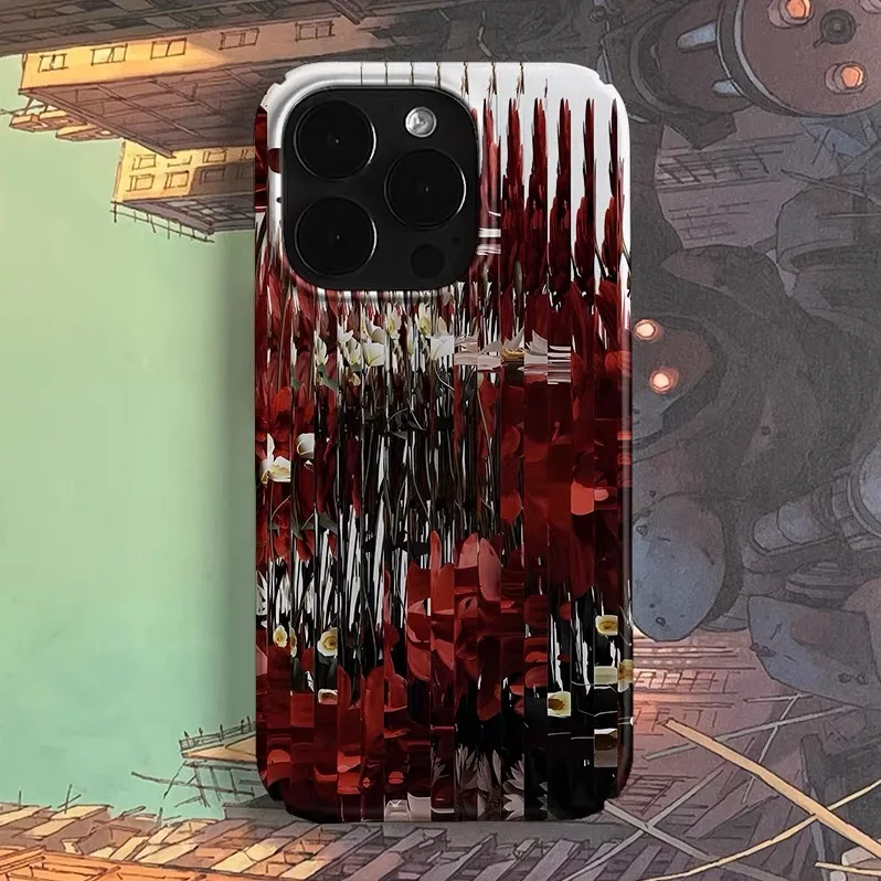 

Ins Korean Red Fault Art Phone Case for IPHONE 17 Air 16E 15 PROMAX 14 Plus 13 12 MINI 11 16Plus XR XS MAX Acrylic Phone Cover