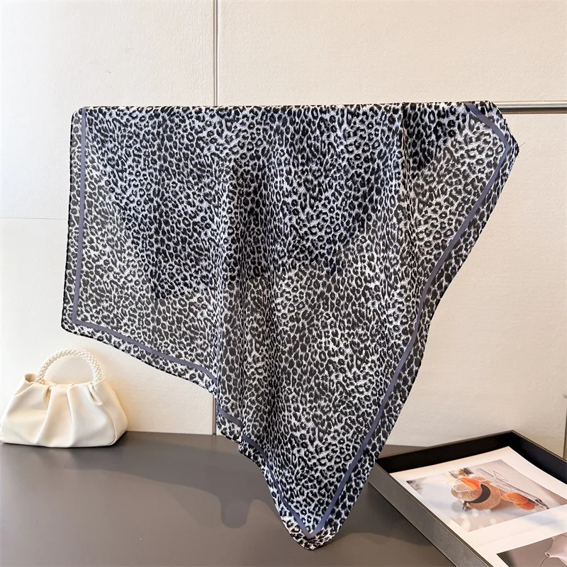 

70cm Hair Scarf Lightweight Satin Leopard Print Headwear Female Accessories Elegant Gift Neckerchief Bandana Hair Wrap Headband