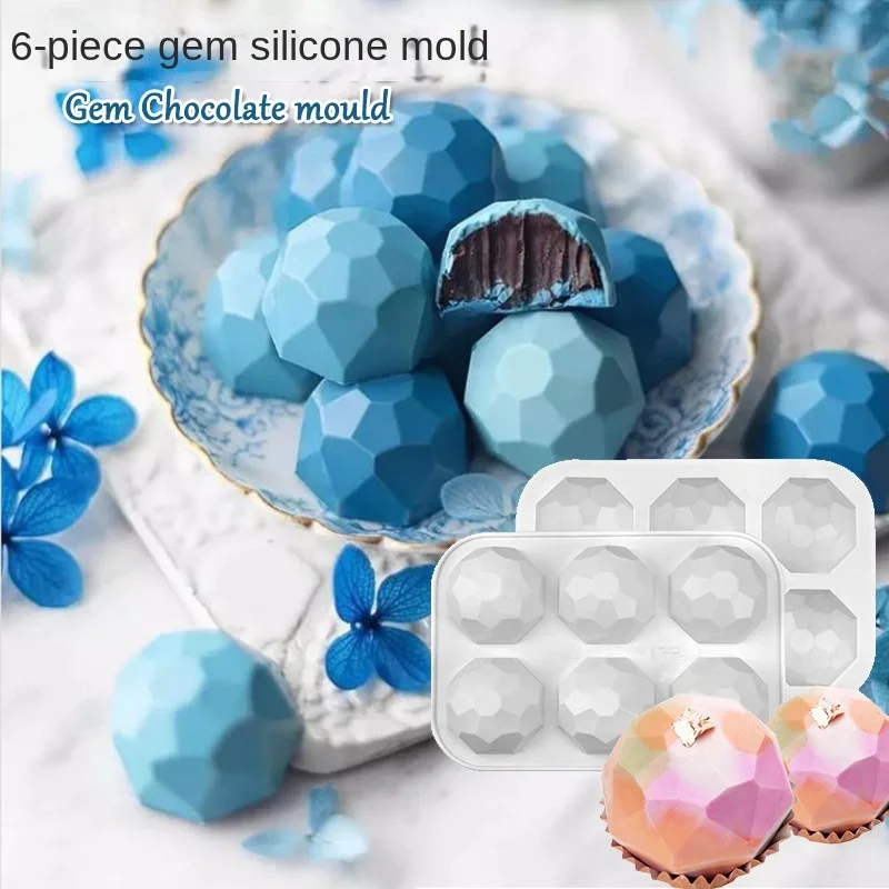 

3D Gemstone Design Chocolate Silicone Mold DIY Diamond Mousse Moulds Handmade Soap Candle Mould Cake Decorating Tools Bakeware