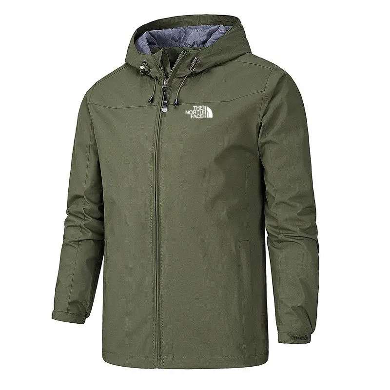 New high-quality men's casual hooded jacket for autumn and winter, fashionable outdoor hiking windproof zipper men's trench coat 5
