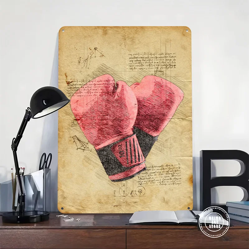 Boxing Gloves Tinplate Poster Custom Wall Art Vintage Metal Signs Retro Tin Plaque for Gamer Room Decoration Cozy Home Sign Arts