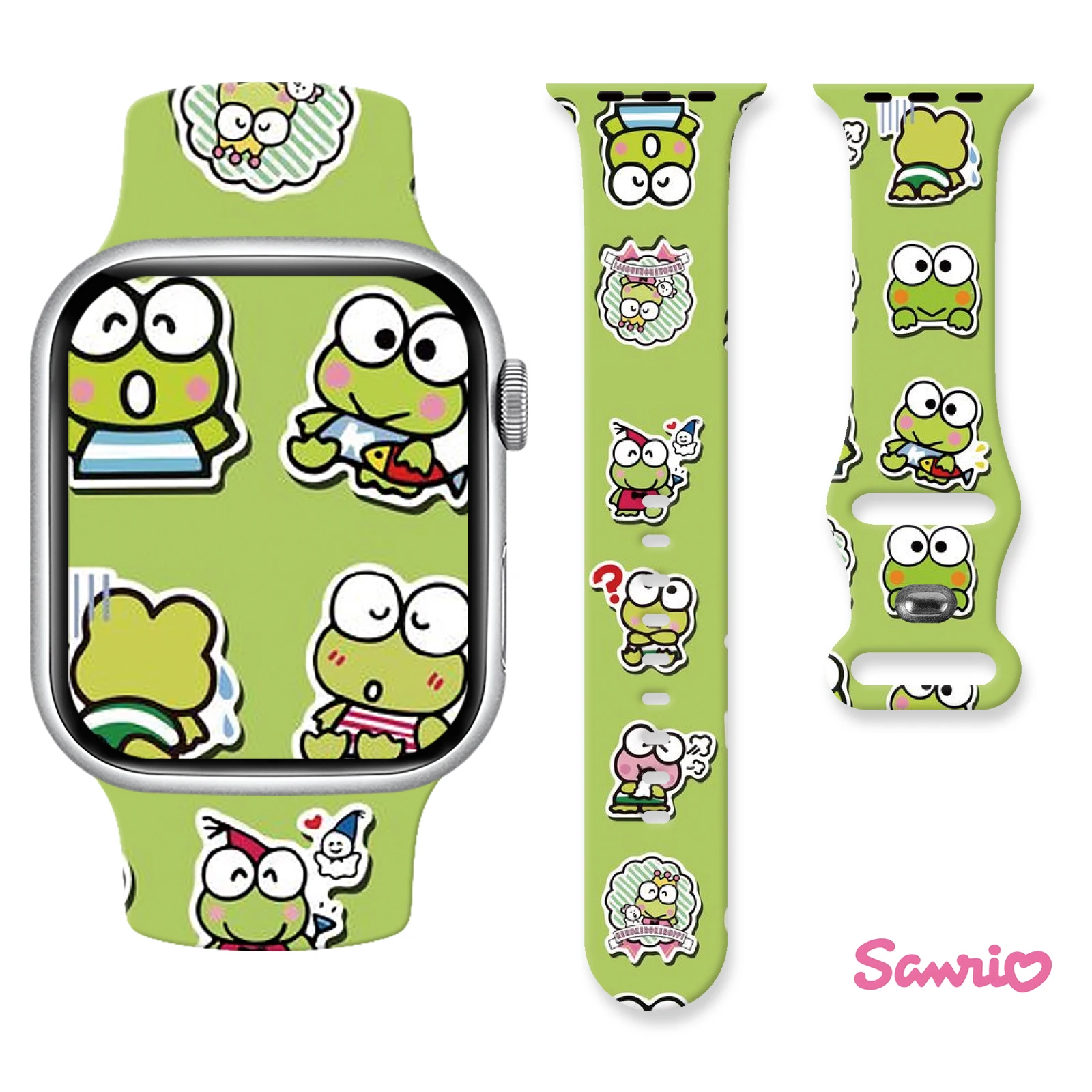 

Sanrio big-eyed frog printed watch strap for Apple Watch 11 10 9 8 7Silicone Band Replaceable Bracelet for iWatch 38mm 42mm 44mm