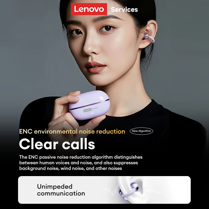 Choice Lenovo RS102 OWS Bluetooth V6.0 Headphones Immersive Surround Sound Wireless Headset HD Voice Noise Reduction Earphones image 5