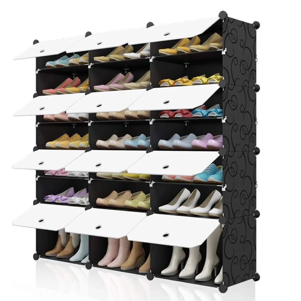 

Portable Shoe Rack Organizer 48 Pair Tower Shelf Storage Cabinet Stand Expandable for Heels, Boots, Slippers， 8 Tier Black