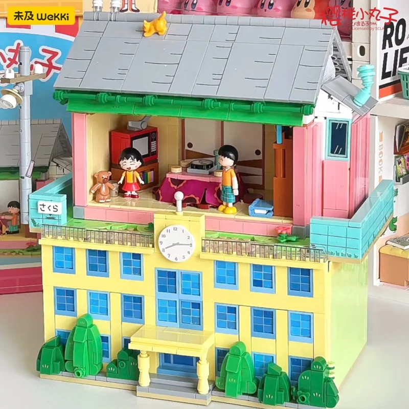 Wekki Chibi Maruko-chan's School Building Blocks Maruko's Living Room and House Models Assembling Toy Decorations Birthday Gifts