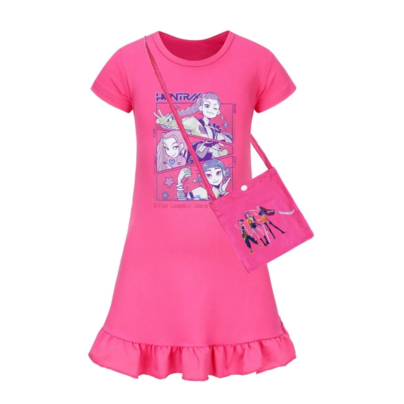

KPop Demon Hunters Clothes Kids New Summer Short Sleeve Dress Toddler Girls Casual Dresses Children Cartoon Nightgowns Sleepwear