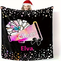 1pc Custom Cheerleader Blanket with Personalized Name, Perfect Gift for Mom, Wife, Girlfriend, Team, Mixed Colors, All-Season 5