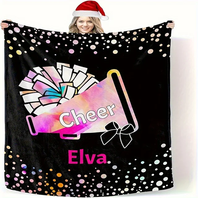 1pc Custom Cheerleader Blanket with Personalized Name, Perfect Gift for Mom, Wife, Girlfriend, Team, Mixed Colors, All-Season 5 1pc Custom Cheerleader Blanket with Personalized Name, Perfect Gift for Mom, Wife, Girlfriend, Team, Mixed Colors, All-Season 5