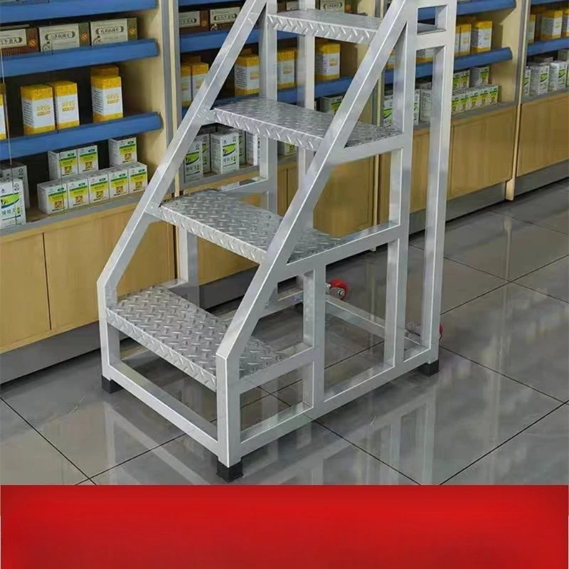 

Platform shelf ladder Supermarket warehouse pickup stairs Warehouse ladder Industrial movable ladder