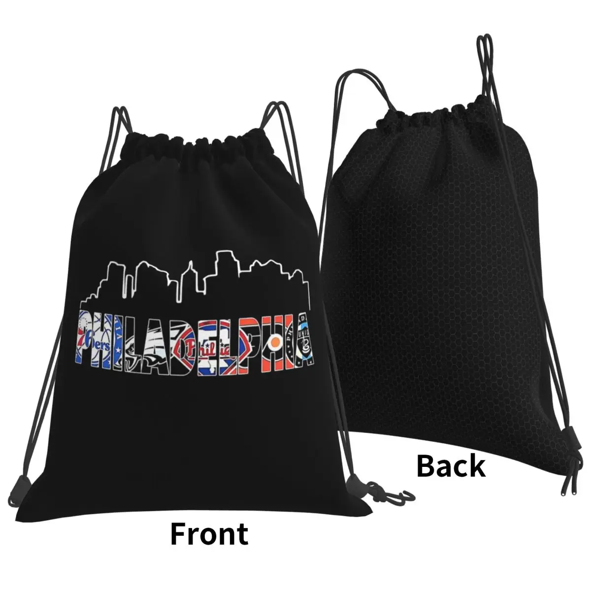 Philadelphia Sports Skyline Backpacks Fashion Drawstring Bags Sundries Bag Book Bags for Man Woman Students