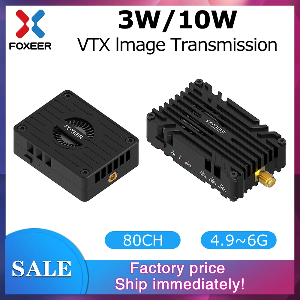 FOXEER Reaper Extreme 3W 10W V2 VTX FPV Video Transmitter 80CH 4.9~6G Built-in Microphone Fan For Long Range Drone Airplane