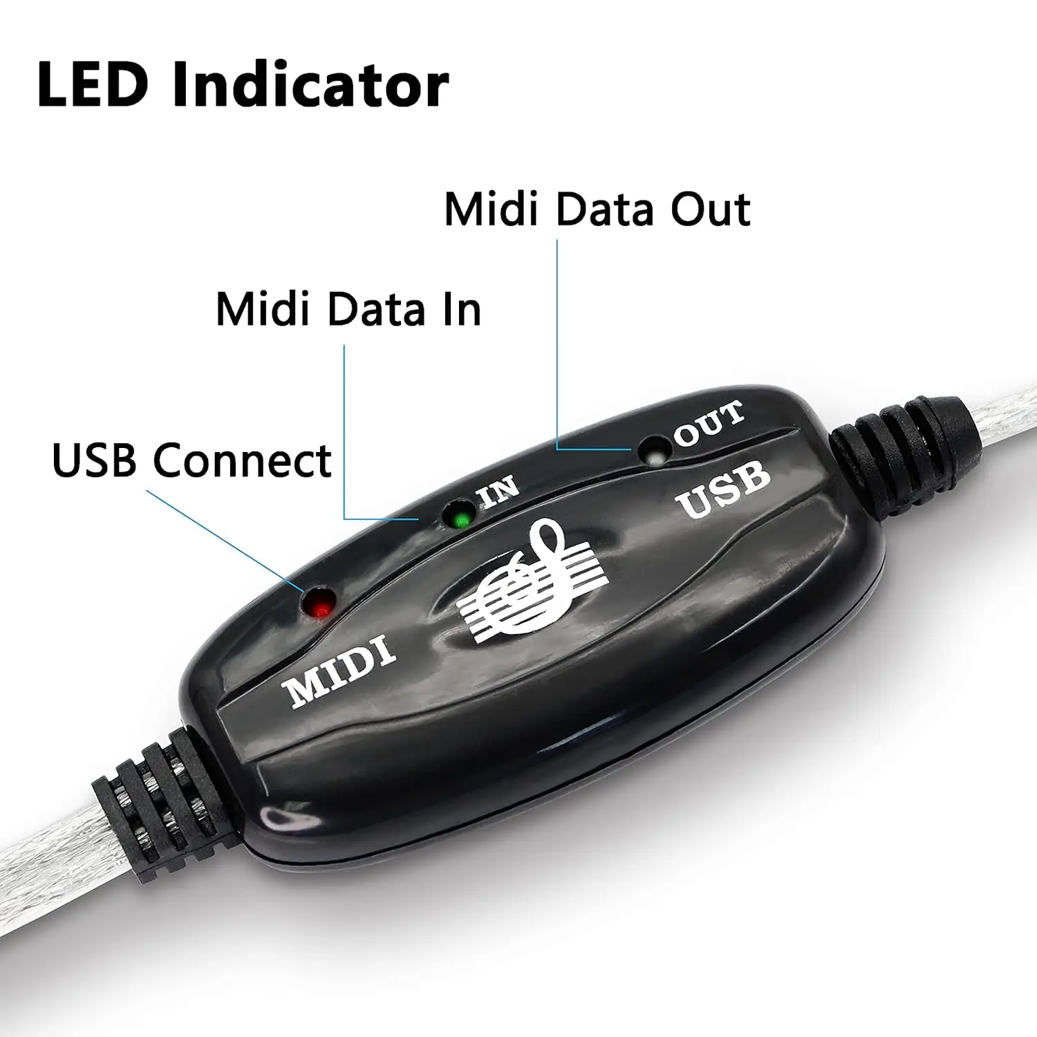 Adapter USB A męski na MIDI Din 5-pinowy kabel wejściowy do klawiatury muzycznej Syntezator fortepianowy do laptopa PC Obsługa Windows7/8/10/Vista