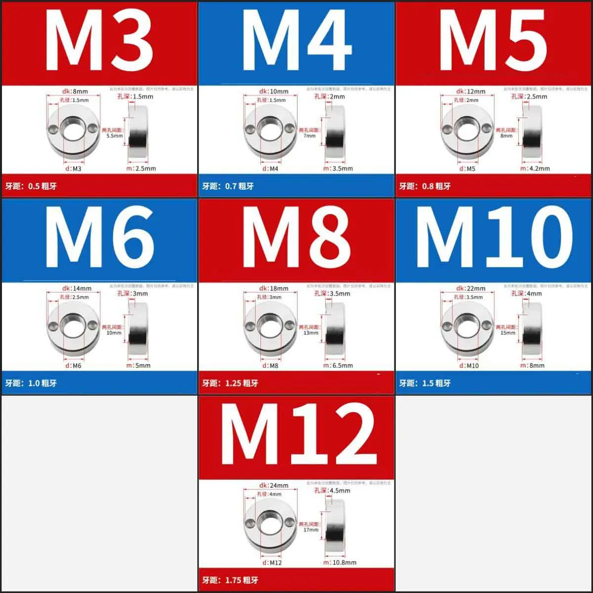 1/3pcs M3 M4 M5 M6 M8 M10 M12 304 Stainless Steel GB815 End Face Drilled Round Nut, Anti-Loose Fastening Nut