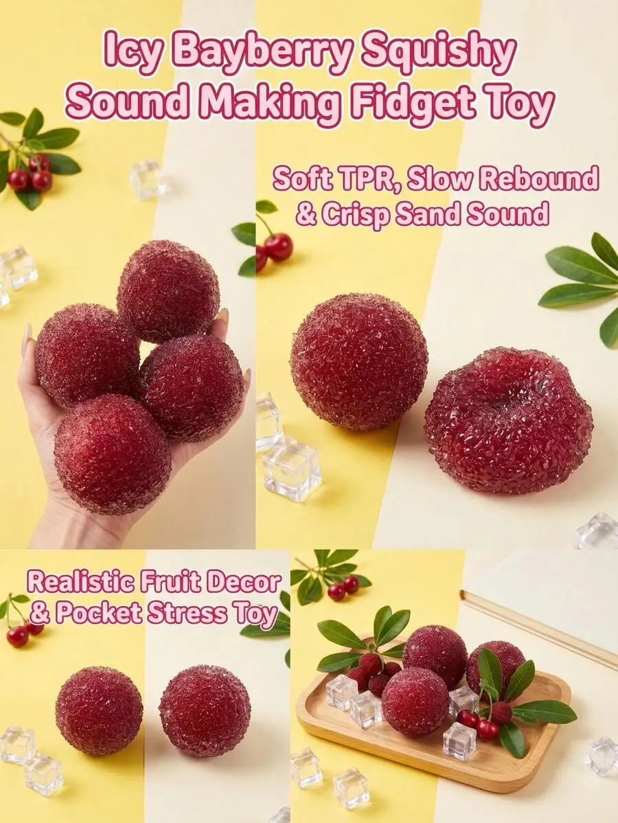 Waxberry Maltose Squishy Toy, Realistic Fruit Slow Rising Squeeze Toy, Fluffy Soft Elastic Stress Relief Fidget Toy, Viral Mood