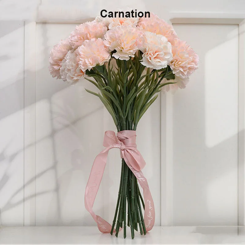 

5Pcs Artificial Carnation Silk Flowers Mother's Day Gift Bouquet Thanksgiving Fake Flowers Wedding Garden Home Decoration Layout