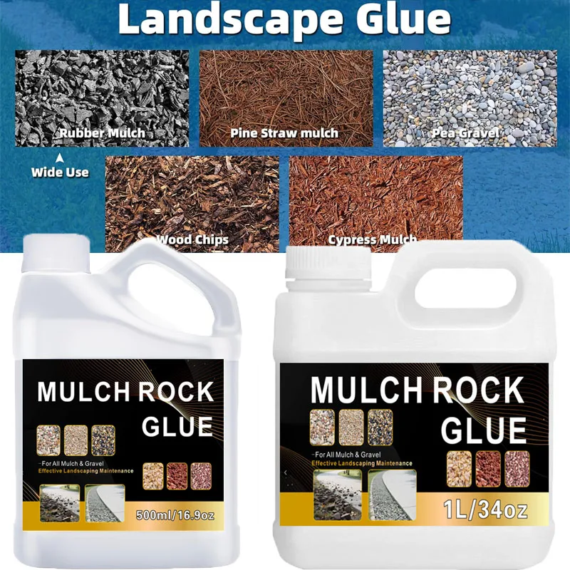 

500ml/1L Mulch Rock Glue Fast-Drying & Weather-Resistant Gravel Binder For All Mulch & Gravel Effective Landscaping Maintenance